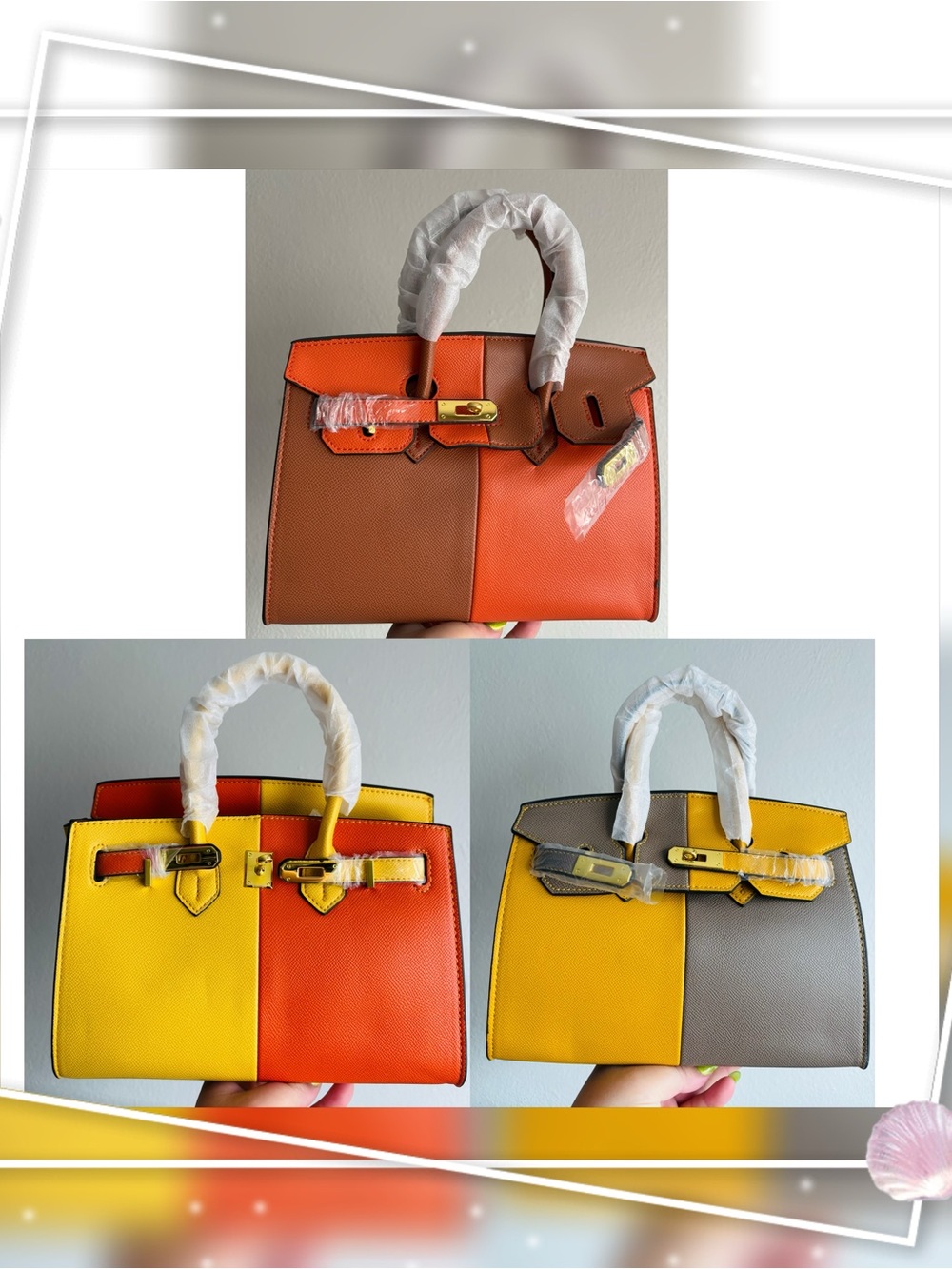 Designer Style Two-Tone Pebbled EP Leather HandBag 25cm Lowest Price